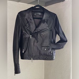 J Brand BLACK leather moto jacket - barely worn - size L